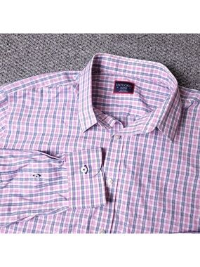 UNTUCKit Shirt Mens XL Pink Long Sleeve Button Plaid Cotton